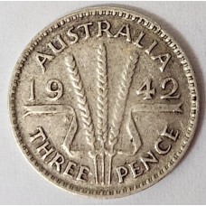 AUSTRALIA 1942 M . THREEPENCE